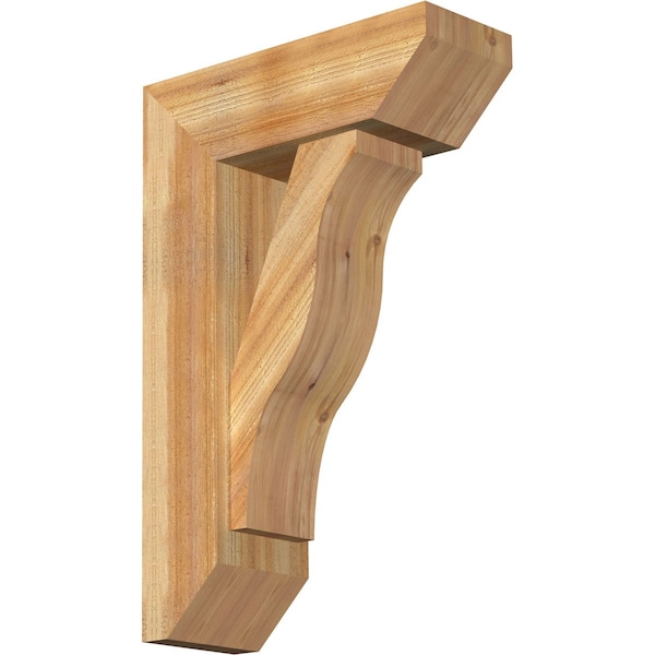 Ekena Millwork Funston Slat Rough Sawn Bracket w/ Offset Brace, Western Red Cedar, 8"W x 22"D x 34"H BKT0806X22X34FST06RWR - main